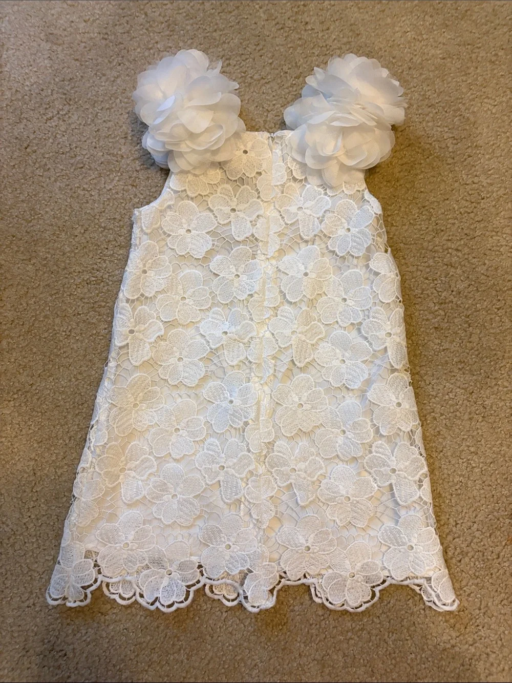 NWT CHARABIA White Floral Lace Flower-Strap Kids Dress